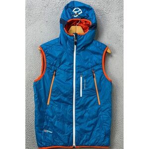 Ortovox Swisswool Mens Medium Vest Quilted Blue Piz Boe Hoodie Insulated Zip EUC